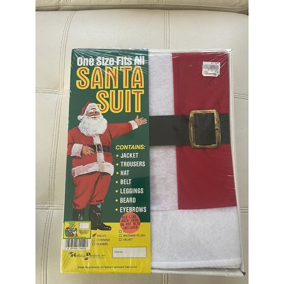 One Size Fits All Santa Suit Costume Jacket Trousers Hat Belt Beard Eyebrows - Picture 1 of 15